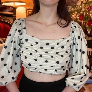 Cropped polka dot shirt